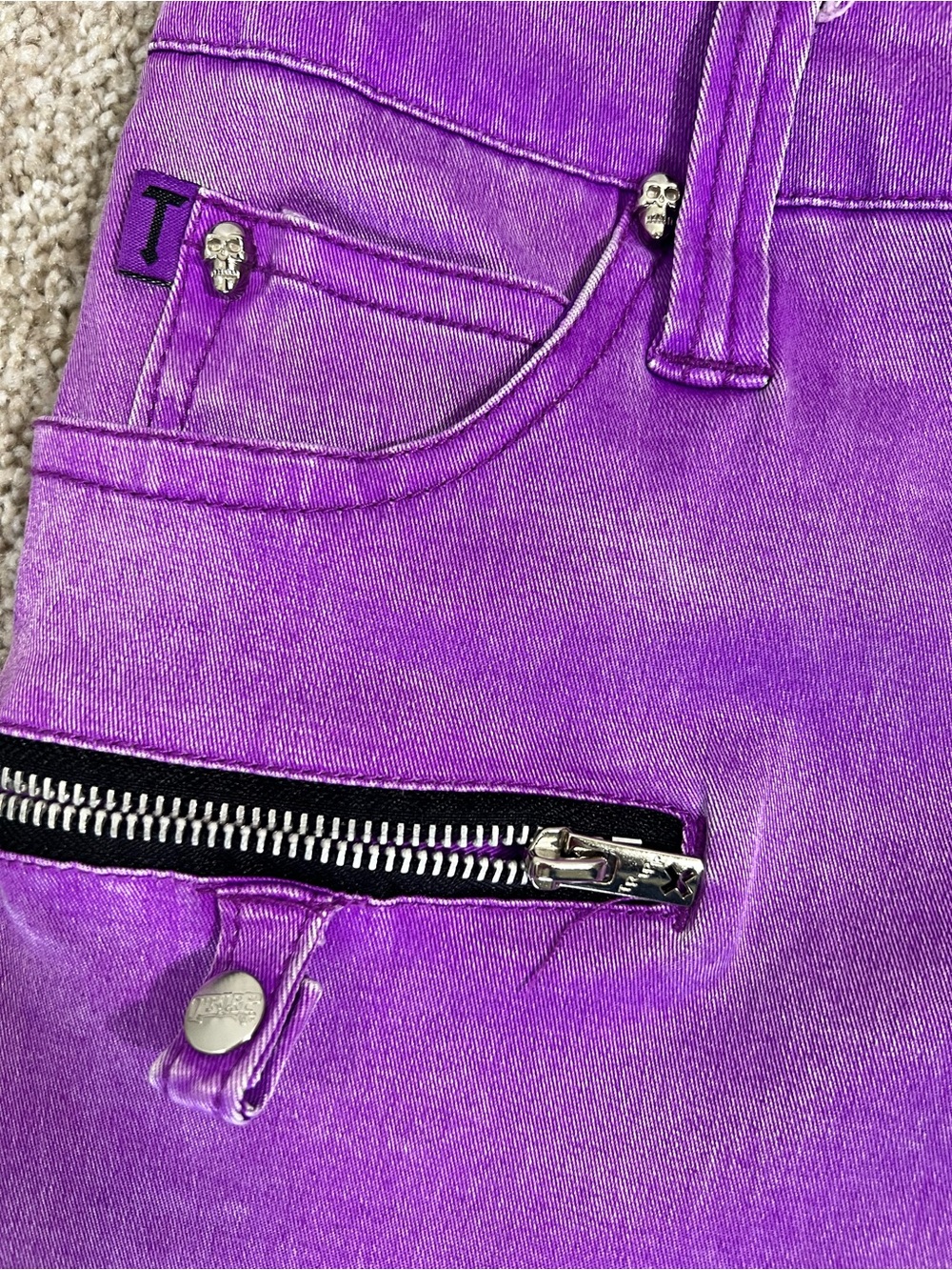 Tripp NYC Purple Coated  Skinny Jeans with Zip Pocket Accent Size 15 - Picture 3 of 16